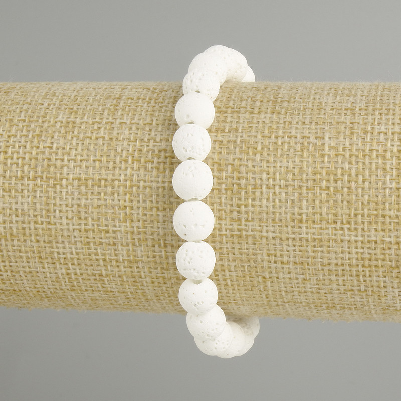 Bracelet Lava White Colour, 8mm diameter ±, length 18cm ± stretch