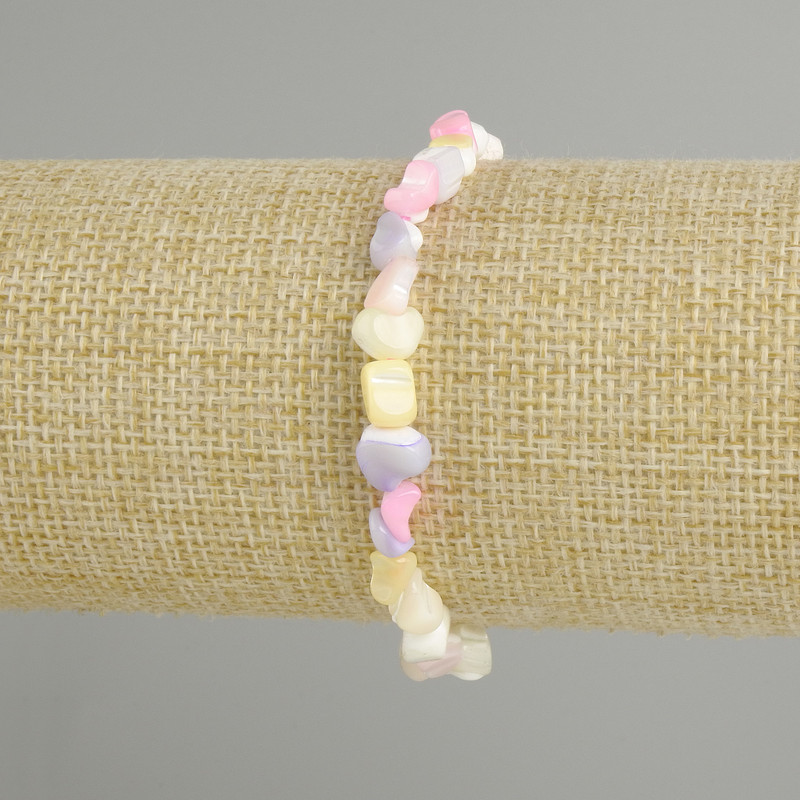 Bracelet, Mother-of-P Pearlized Beads, round 6-7×5-6mm, length 18cm, Elastic