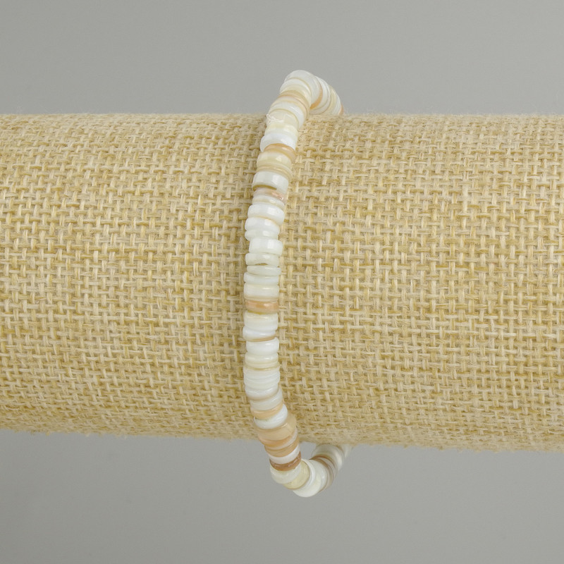 Bracelet with shell Scarface rondelle, diameter 5x1, 5-2mm+-, length 18cm+-, stretch