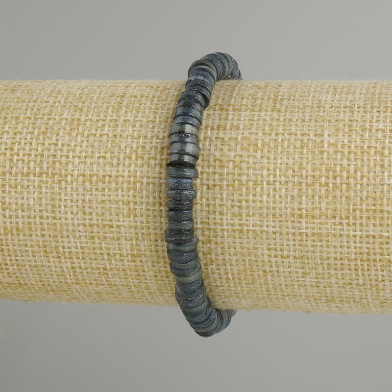 Bracelet with Shell Scarface Rondel, diameter 6×1.5mm+−, length 18cm+− stretch