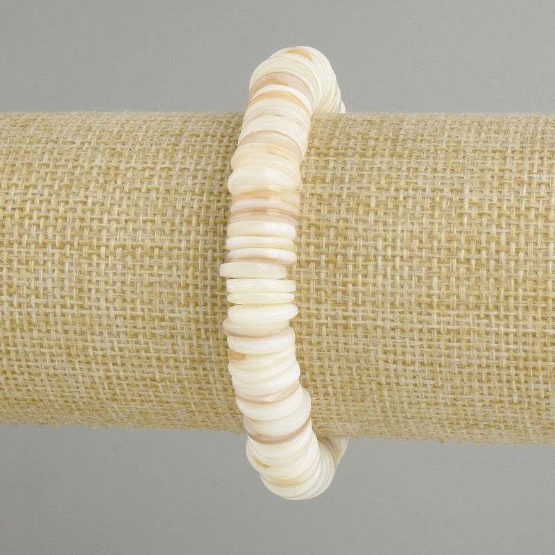 Bracelet with shell Scarface rondelle, diameter 10×2mm+-, length 18cm+- stretch