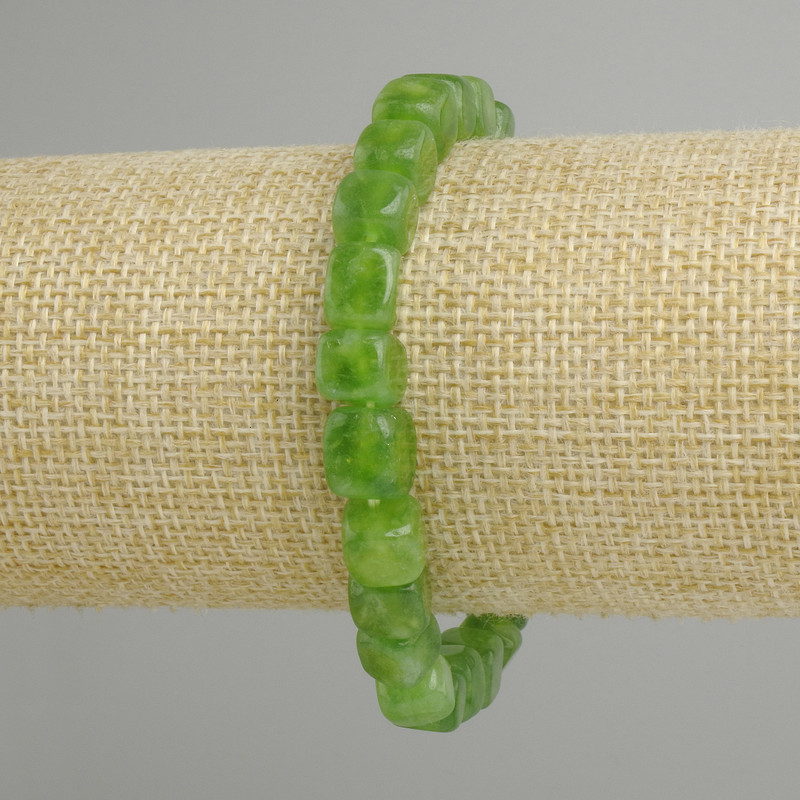 Chrysoprase Cube Bracelet, 8-10×8mm cubes, stretchy 18cm length
