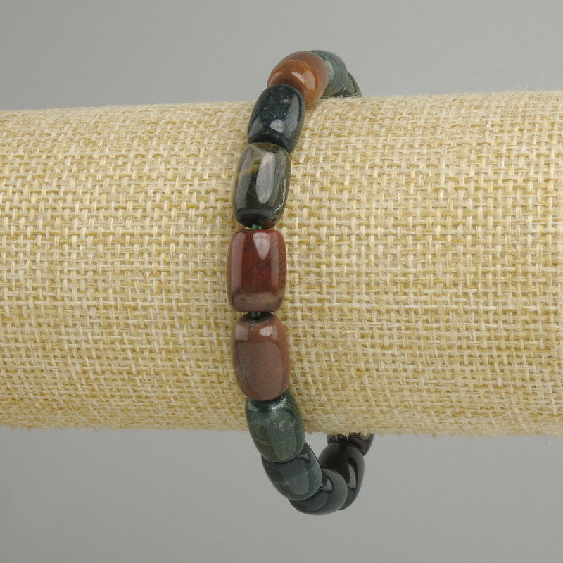 Jasper Barrels Bracelet, 12×8mm beads, 18cm length on stretch