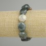 Bracelet Mossy Agate Bead Faceted, diameter 13-16×13-15mm±, length 18cm± stretch