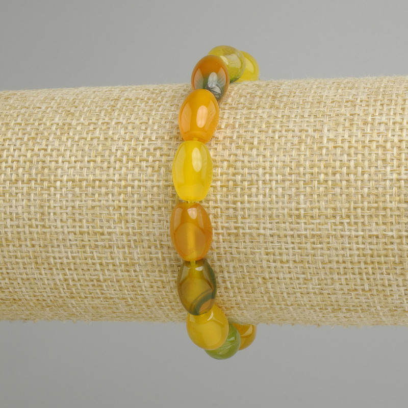 Agate Bead Bracelet, grain pattern, Ø12×8mm, +/-, length 18cm +/-, stretch