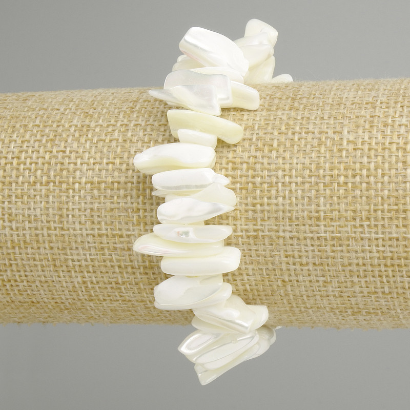 Bracelet Mother-of-Pearl碎碎片, diameter 10-18×3-8mm +-, length 18cm +-, stretch