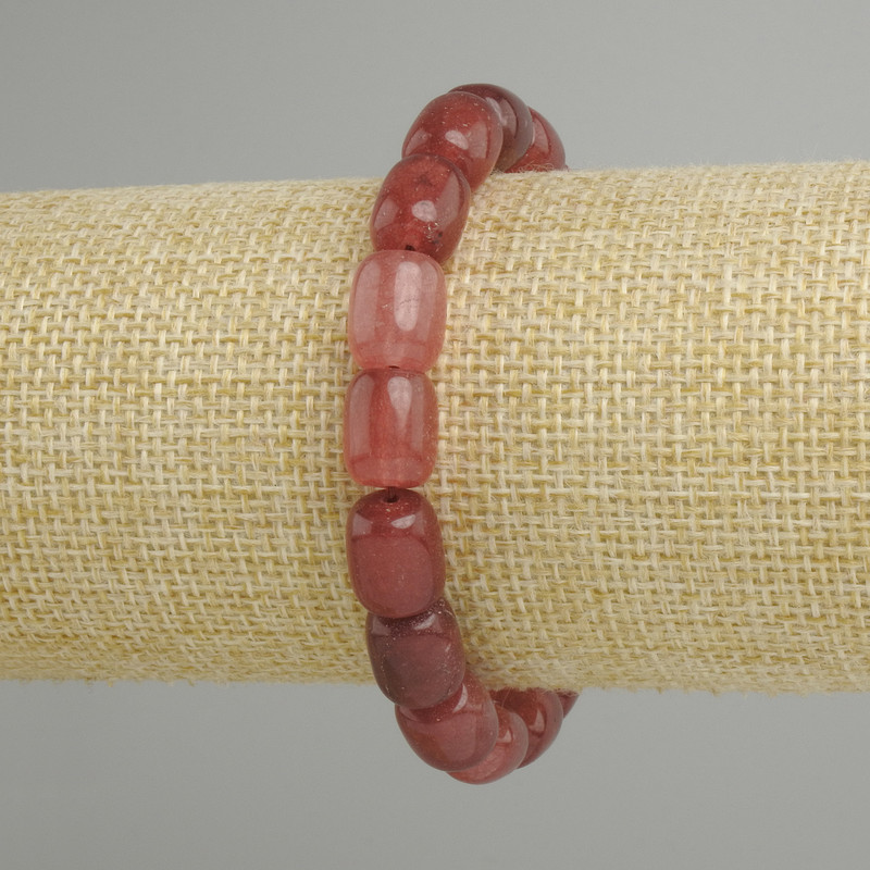 Strawberry Quartz Barrell Bead Bracelet, diameter 11×9mm ±, length 18cm ± stretch