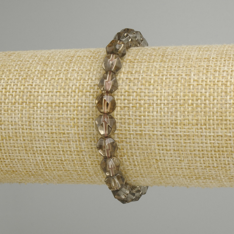 Bracelet Smoky Topaz multi-faceted, 7x7mm, length 18cm, stretch