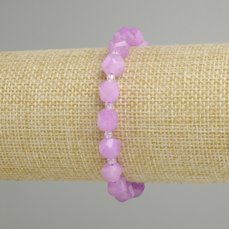 Bracelet Lavender Amethyst Faceted Beads, 8x7mm+- Bead 3mm+-, Stretch Length 18cm+-