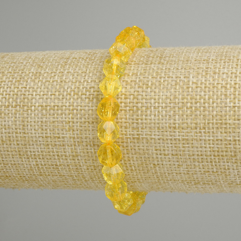 Bracelet Citrine Faceted, diameter 8x7mm +-, length 18cm +-, stretch