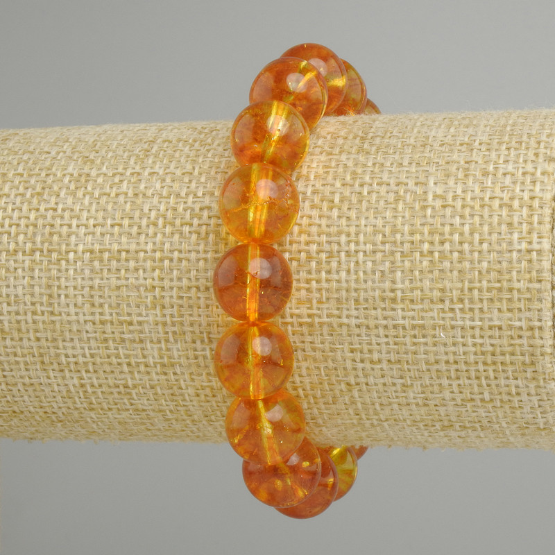 Bracelet Citrine smooth bead, diameter 12mm+-, length 18cm+- stretch
