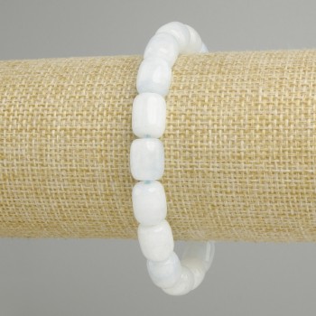 Aquamarine Barrel Bead Bracelet, 11x8 mm, 5 mm +/-, length 18 cm +/- Stretch