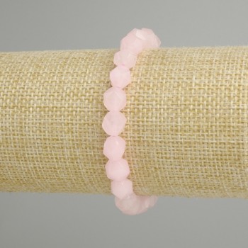 Bracelet Pink Quartz Faceted Beads, 8x7mm, stretch 18cm