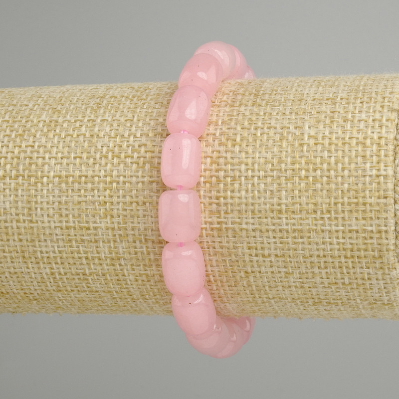 Bracelet Pink Quartz Bar Ball, diameter 11x8, 5mm+-, length 18cm+-, stretch