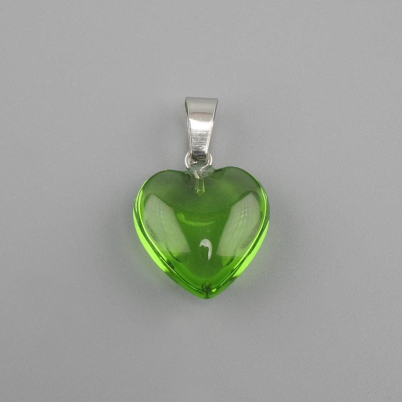Heart Pendant Made of Colored Glass 16x16x25mm+