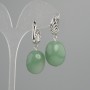 Earrings Jade Nephrite faceted 19x14mm±, length 40mm±, silver metal