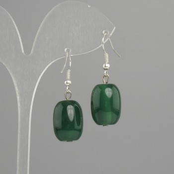 Earrings Chrysoprase Barley 18x13 mm, length 37 mm, silver metal
