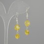 Earrings Citrine Faceted 7x7mm± 9x8mm±, length 43mm± Silver metal