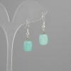 Amazonite Barrel Earrings 11x9mm ±, length about 30mm ±, silver metal