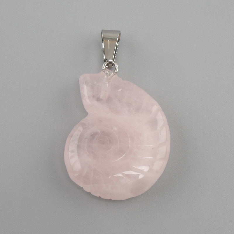 Shell Pendant Pink Rose Quartz 20x27x35mm+
