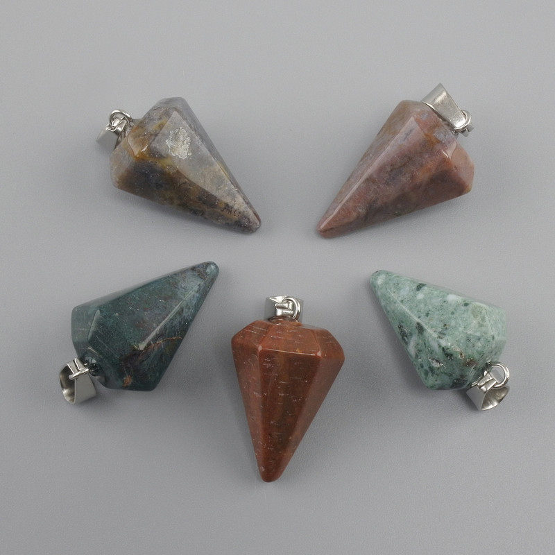 Pendant Pendulum Moss Agate 28x20x14mm+