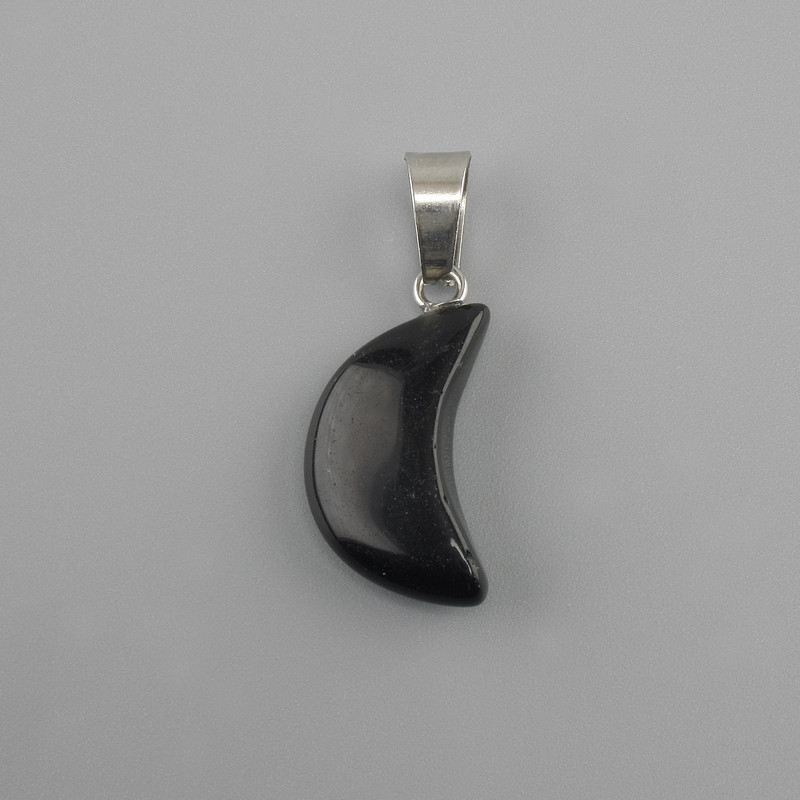 Pendant Moon Black Agate 11×18×5×28mm+