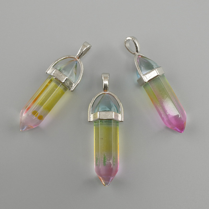 Pendant Hexagon Cut-toned Glass 8x31x41mm+