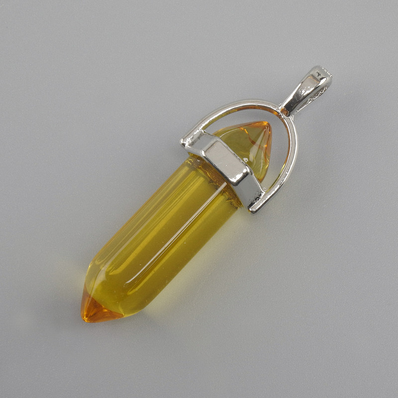 Hexagonal Pendant with Colored Glass 8x31x41mm