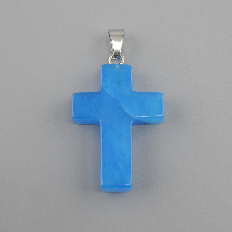 Pendant Cross Aquamarine 18x26x34mm+