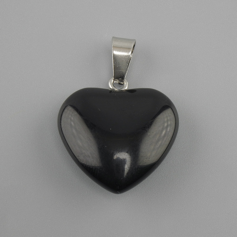 Pendant Heart Black Agate 20×20×28mm+