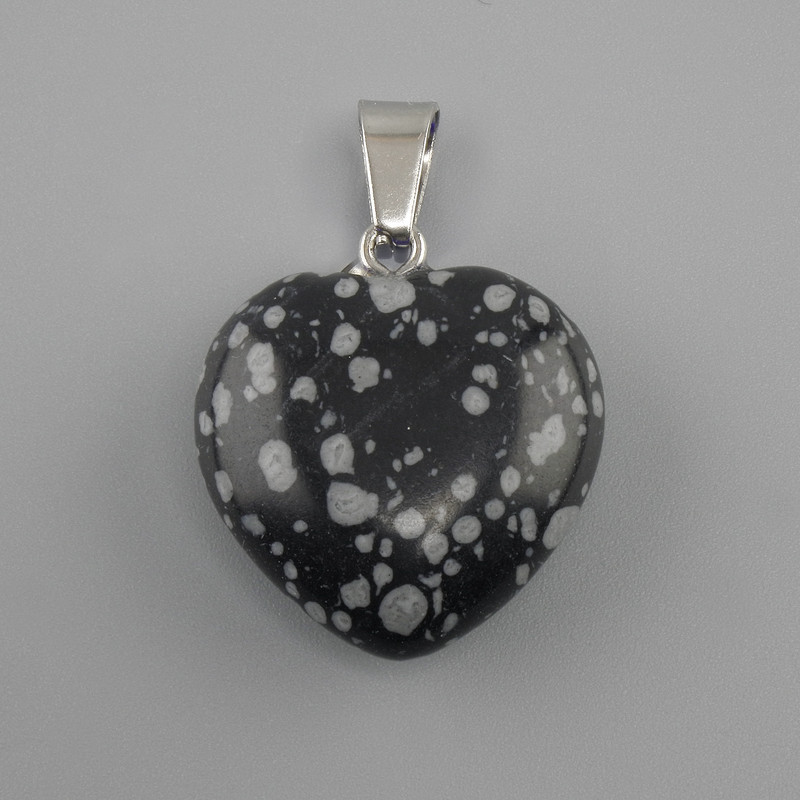 Heart Pendant Snowy Obsidian 20x20x28mm+
