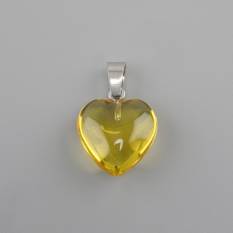 Heart-shaped Pendant with Colored Glass 16×16×25mm+