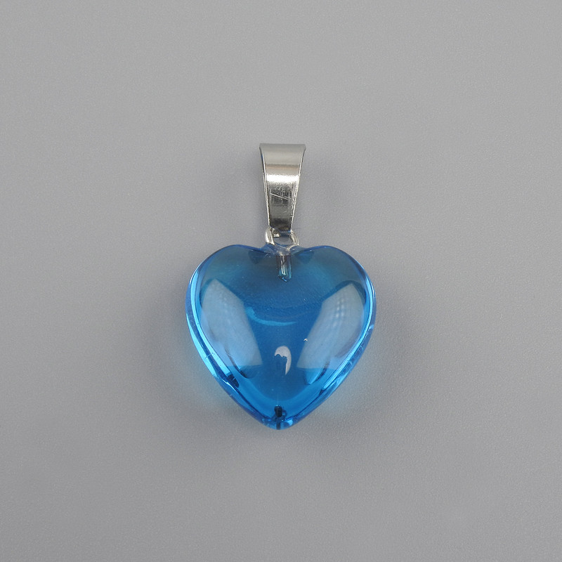 Pendant Heart of tinted glass 16x16x25mm+