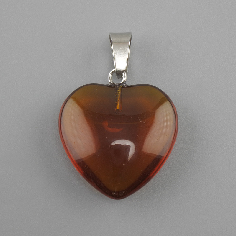 Pendant Heart of toned glass 16×16×25mm+