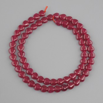 Ruby (corundum) heart-shaped beads, 6mm± diameter, length 38cm±