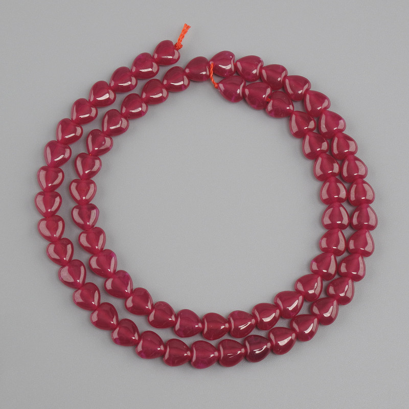 Ruby (corundum) heart-shaped beads, 6mm± diameter, length 38cm±