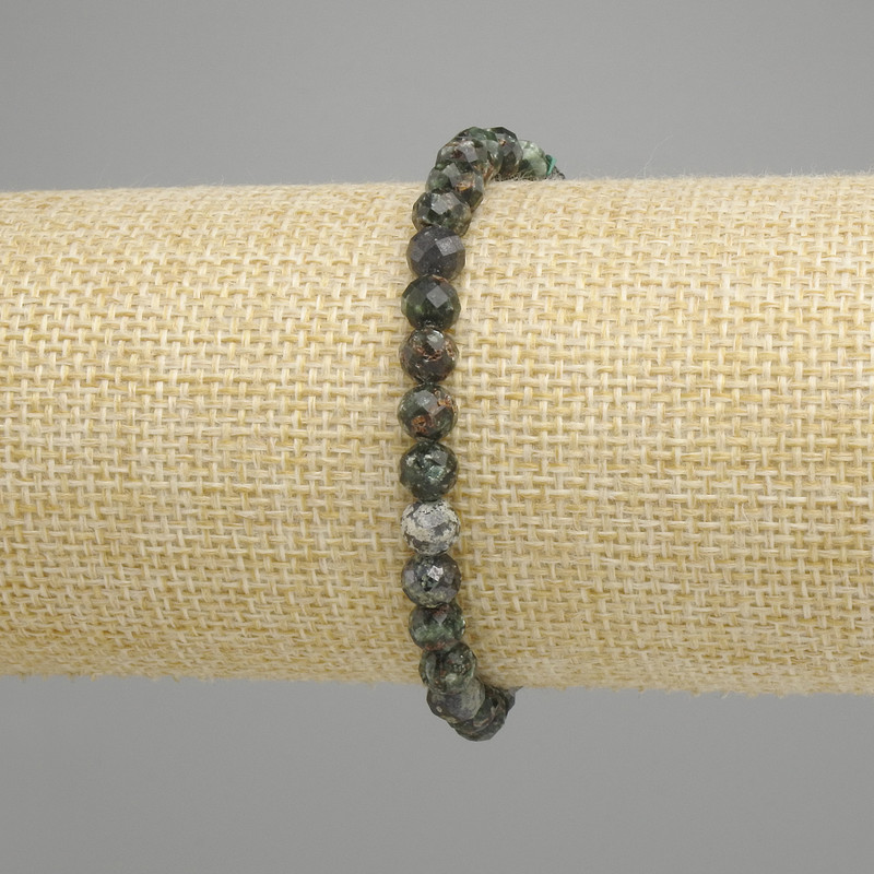 Seraphinite Bead Bracelet, faceted ball, 6mm diameter +/-, length 18cm +/- stretch