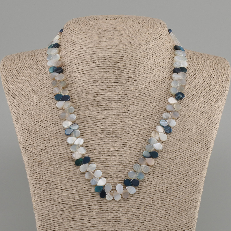 Agate Drop Necklace, 8.5×6mm plus/minus, 45mm length, with clasp