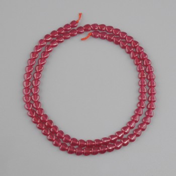 Ruby Beads (Corundum) Heart, Ø 4mm±, Thread 39cm±