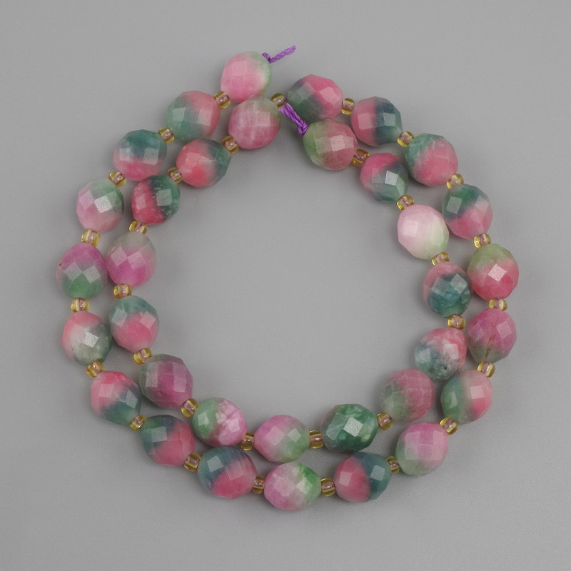 Tourmaline Beads faceted barrel 10x9mm, bead 3mm+-, thread length 39cm+