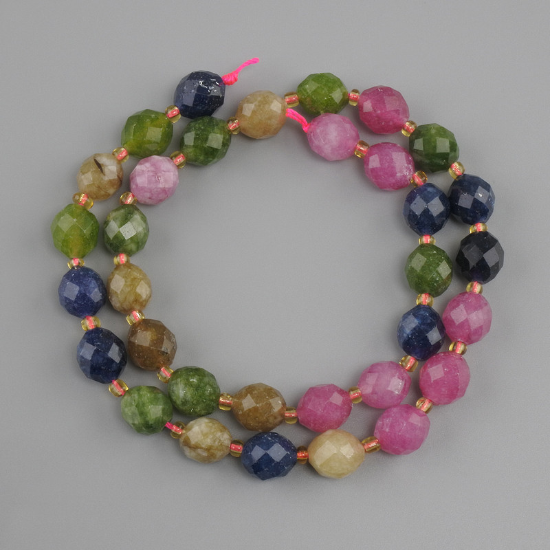 Tourmaline Beads Faceted Nugget 10×9mm, thread 38cm+