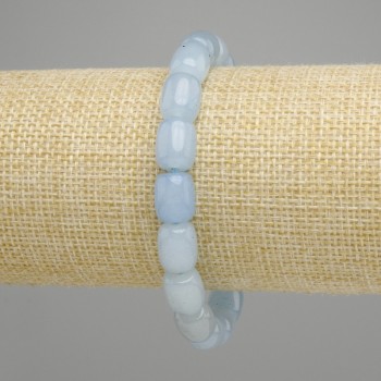 Aquamarine Barrel Bracelet, diameter 10.5–11×9 mm ±, length 18 cm ± stretch