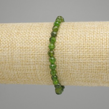 Diopside Bead Bracelet, faceted round beads 5mm ±, length 18cm ±, stretch