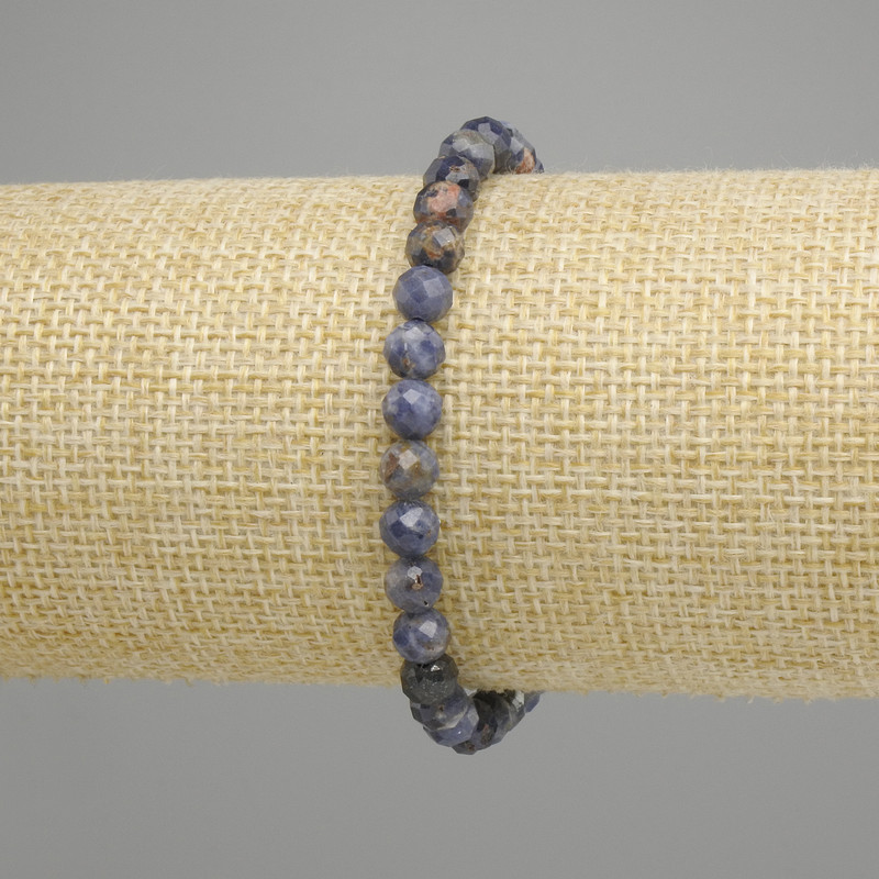Sapphire Bead Bracelet 6 mm Faceted Bead, 18 cm length ± stretch