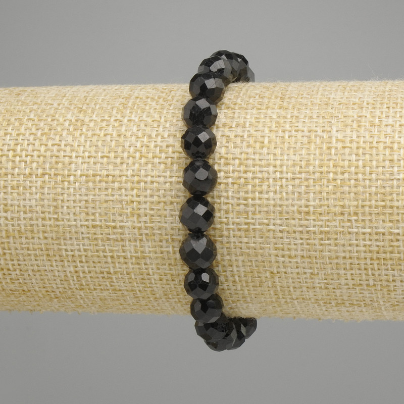 Bracelet Tourmaline Faceted Bead, 7.5mm diameter, 18cm length, stretch