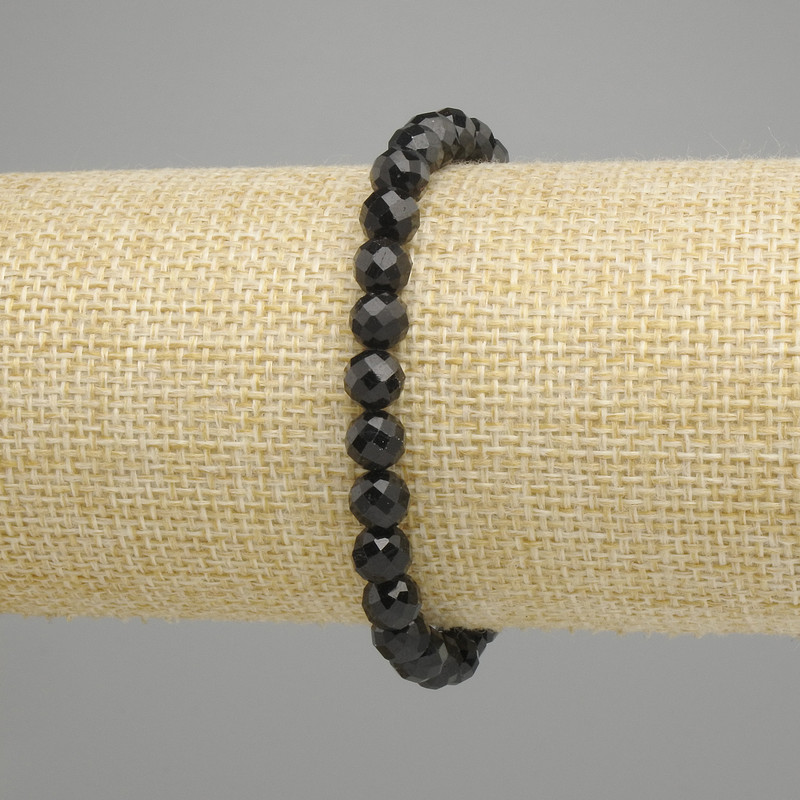 Tourmaline Faceted Bead Bracelet, 6mm diameter +-, 18cm length +- stretch