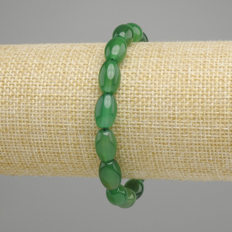 Agate Bead Bracelet, grain shape, 12×8mm, approx. 18cm length, stretch