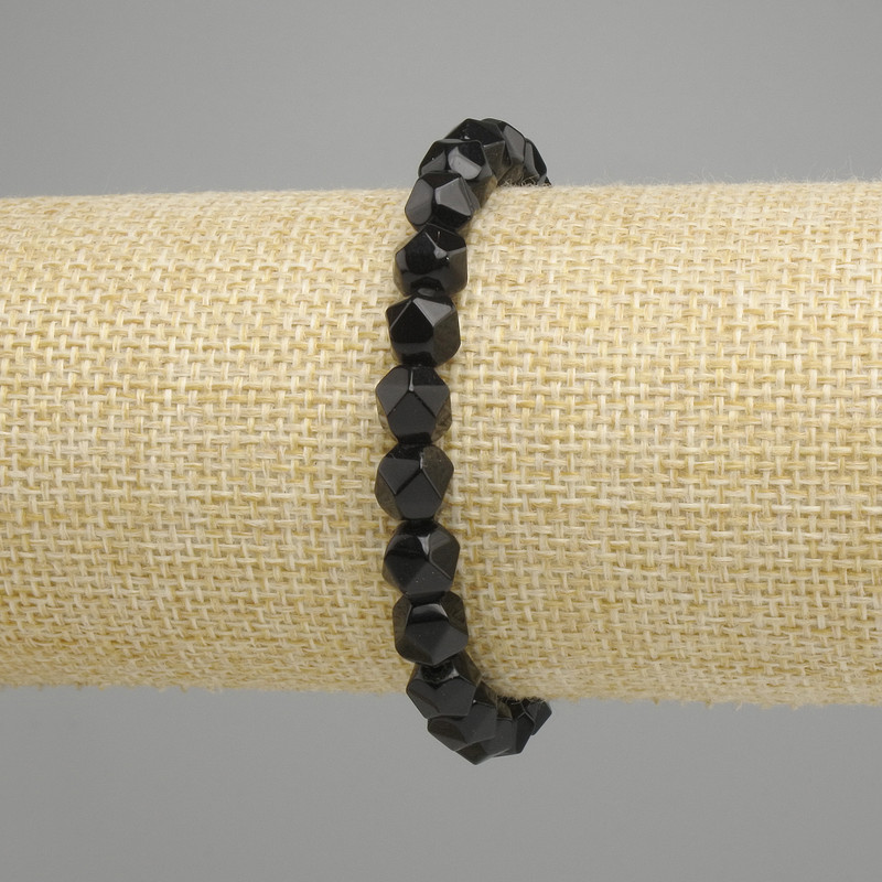 Agate Bracelet—Faceted, 7x7 mm, stretchy 18 cm