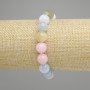 Morganite Bead Bracelet, smooth round beads 10mm diameter, stretchy length 18cm ±