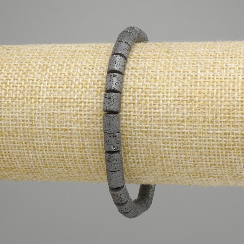 Bracelet Lava cylinder, diameter 6×6mm ±, length 18cm ± stretch